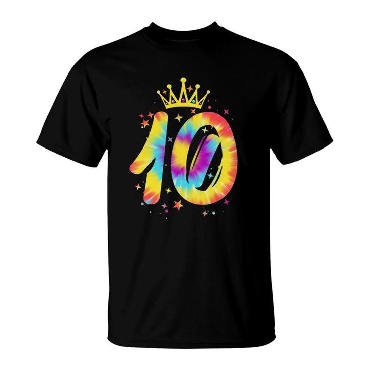 Colorful Tie Dye Tenth 10 Years Old Girls 10Th Birthday Gift T-Shirt