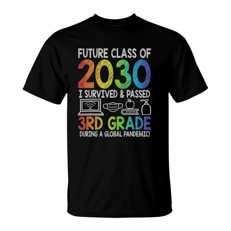 Colourful Class Of 2030 3Rd Grade Last Day Of School T-Shirt