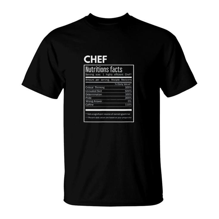 Cook Chef Funny Nutrition Facts T-Shirt