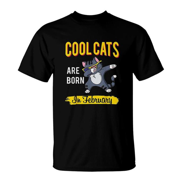 Cool Cats Are Born In February Dab Cat T-Shirt