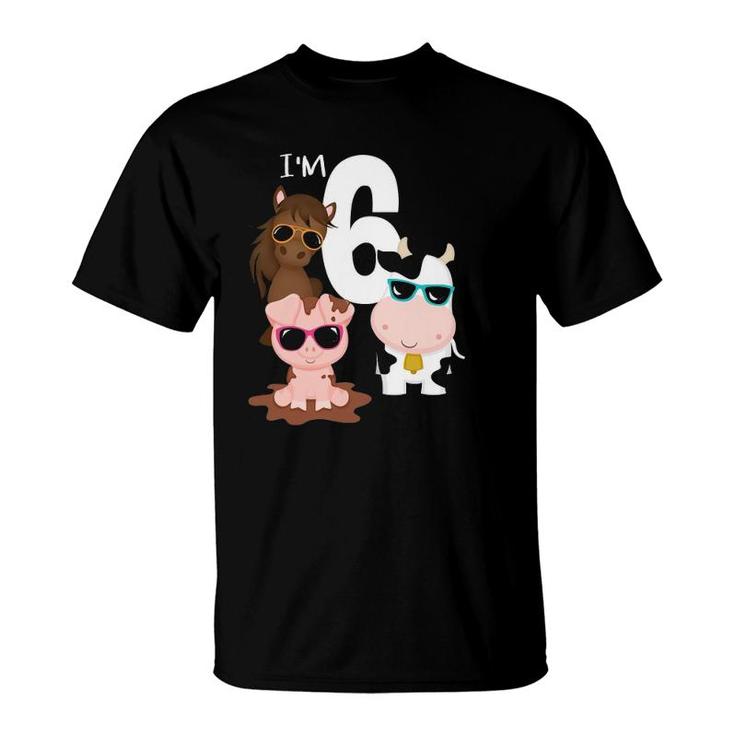 Cool Farm Animals 6Th Birthday Party 6 Years Old Toddler T-Shirt