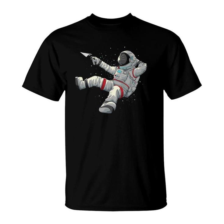 Cool Relaxing Astronaut Funny Spaceman Paper Airplane Gift  T-Shirt