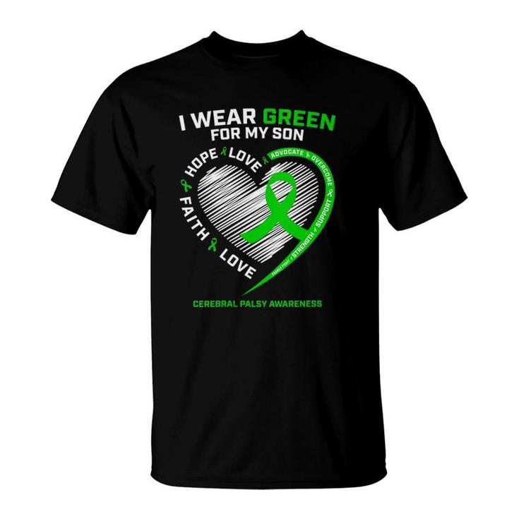 Cp Mom Dad Green Ribbon Gifts Son Cerebral Palsy Awareness T-Shirt