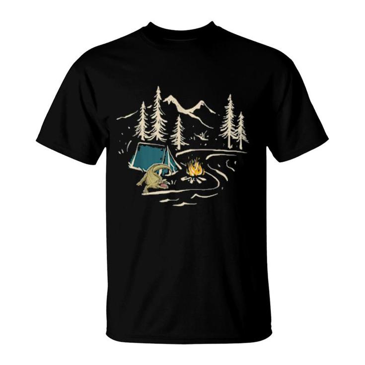 Crocodile Goes Hiking, Nature Outdoor Camping Camper T-Shirt