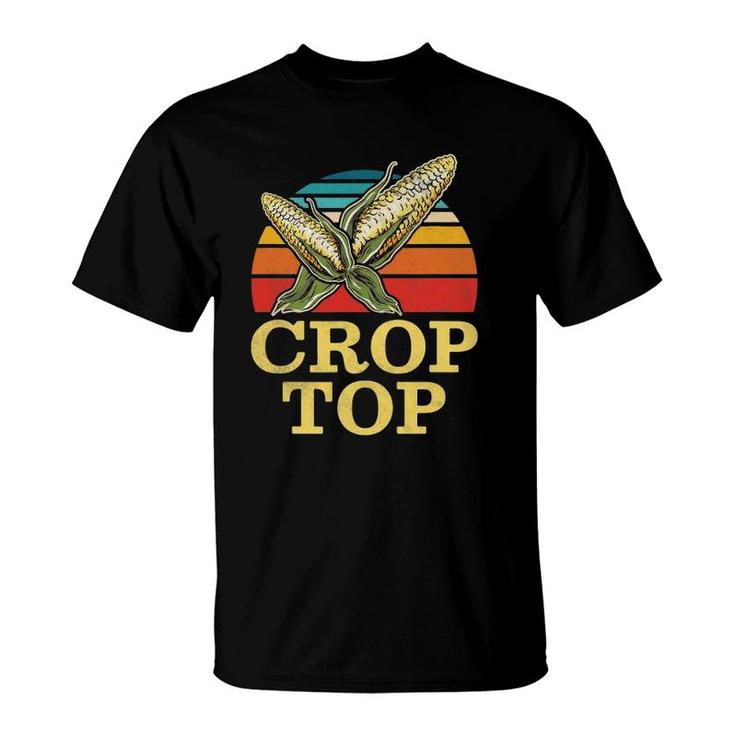 Crop Top Corn Farmer Retro Vintage T-Shirt