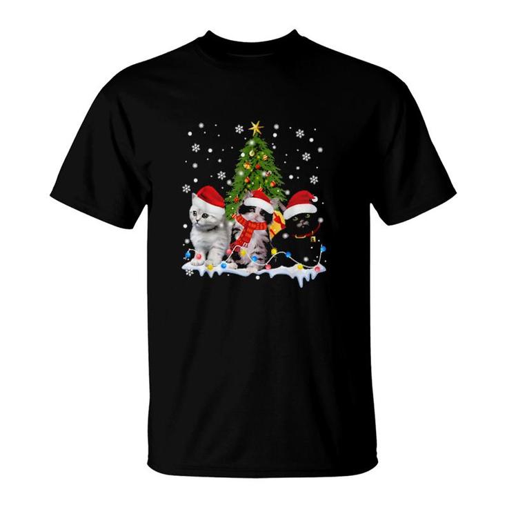 Cute Cat Christmas Tree Ornament Decor Cat Lovers Owner Xmas  T-Shirt