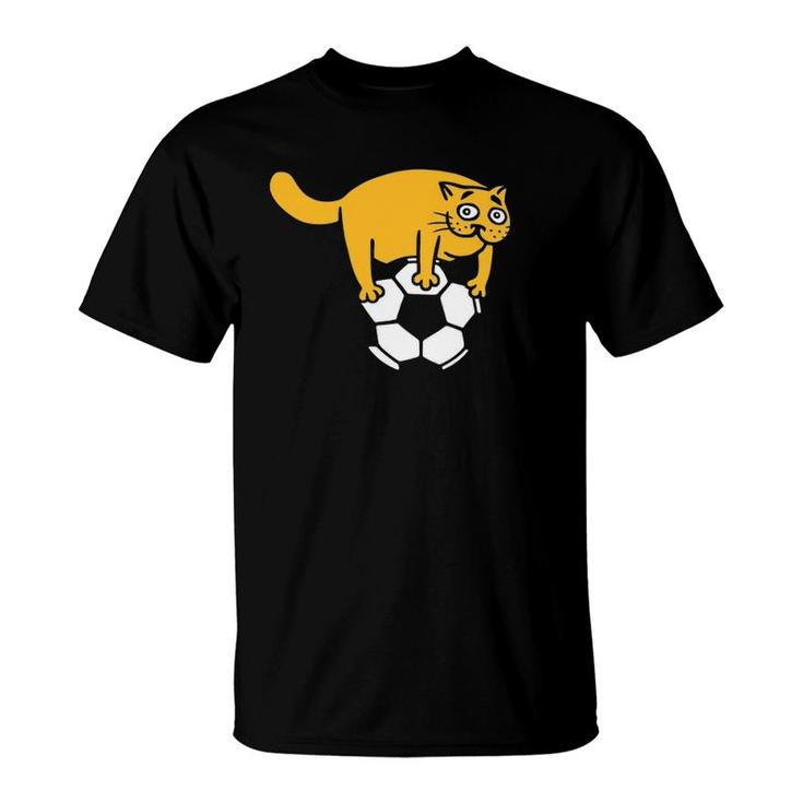 Cute Cat On Soccer Ball Funny Fur Mama T-Shirt