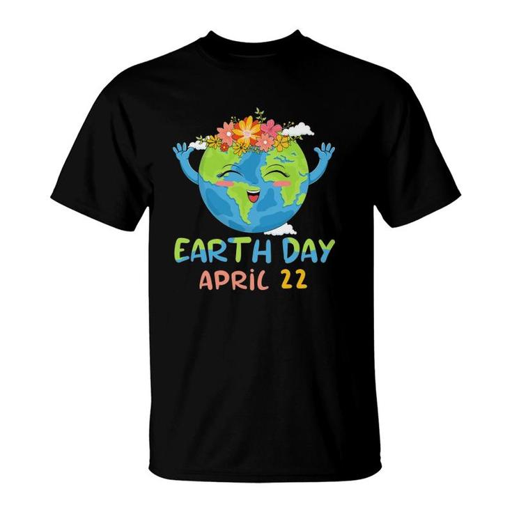 Cute Earth Day Planet Floral Environment Kids Boys Girls T-Shirt