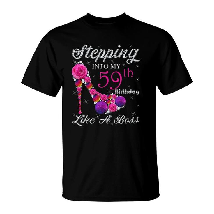 Cute Gift Queens Stepping Into My 59Th Birthday Like A Boss  T-Shirt