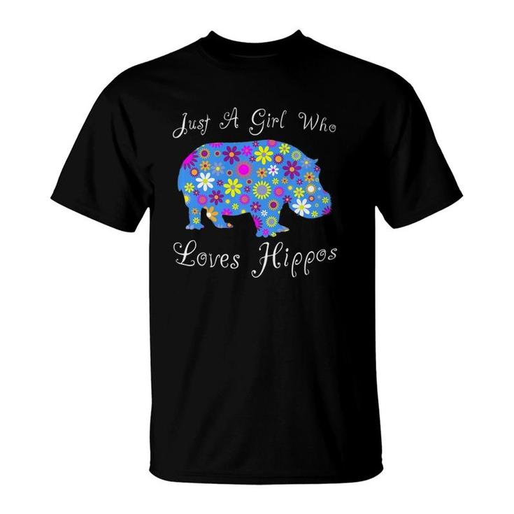 Cute Hippopotamus Gifts Women - Just A Girl Who Loves Hippos  T-Shirt
