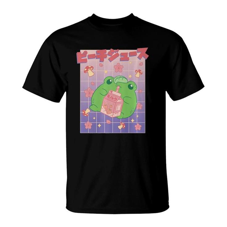 Cute Kawaii Frog Peach Juice Box  T-Shirt