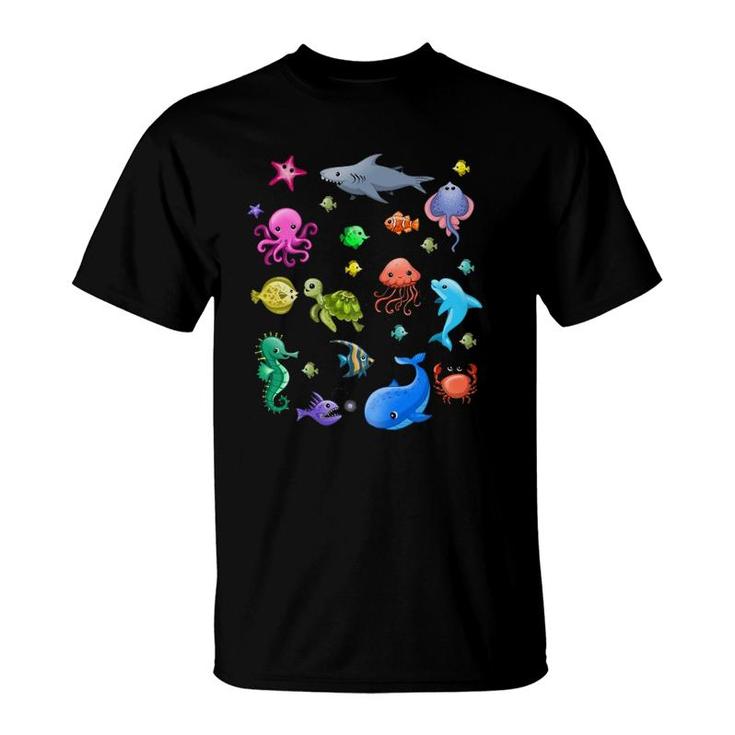 Cute Sea Animals Kids Children Ocean Creatures Clownfish T-Shirt