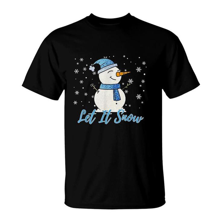 Cute Snowman Let It Snow Christmas Holiday T-shirt