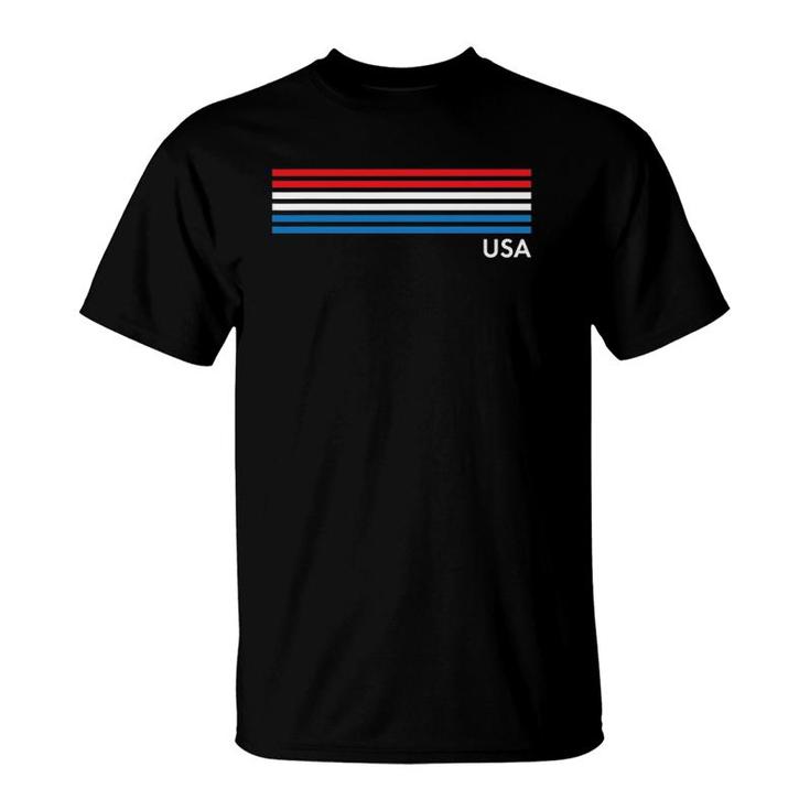 Cute Usa Red Blue Chest Stripe 4Th Of July Top T-Shirt