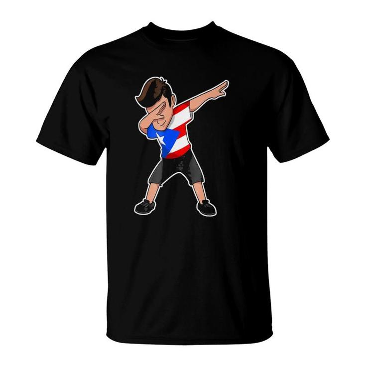 Dabbing Boy Puerto Rico Puerto Rican Flag Tee T-Shirt