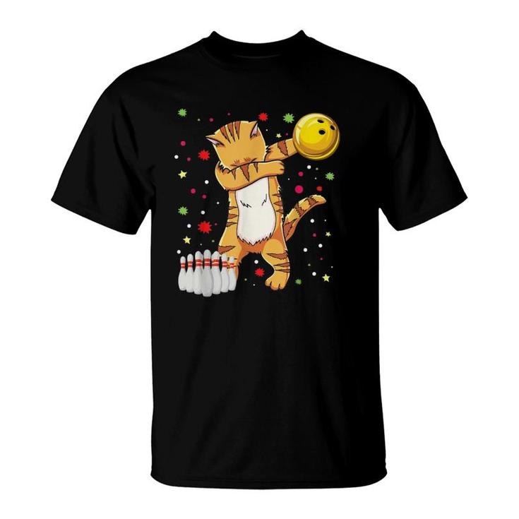 Dabbing Cat Bowling S Funny Bowling Gift Cat Girl T-Shirt
