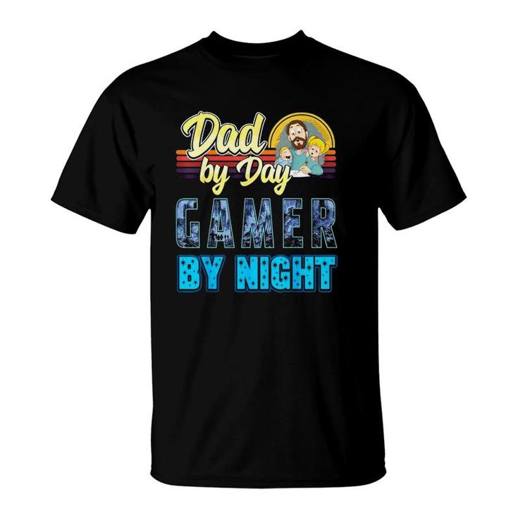 Dad By Day Gamer By Night Video Games Gaming Father T-Shirt