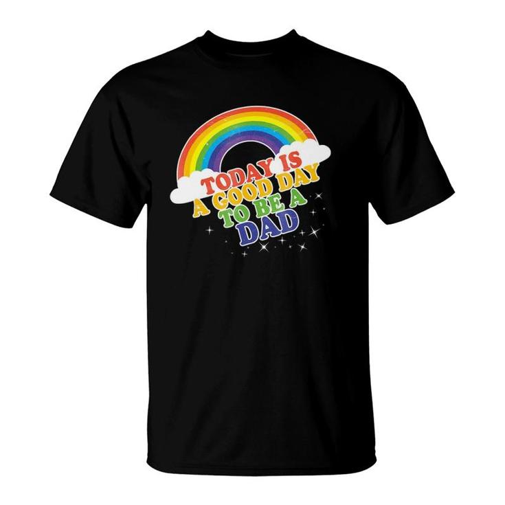 Dad For Men Baby Announcement Rainbow Fathers Gift T-Shirt