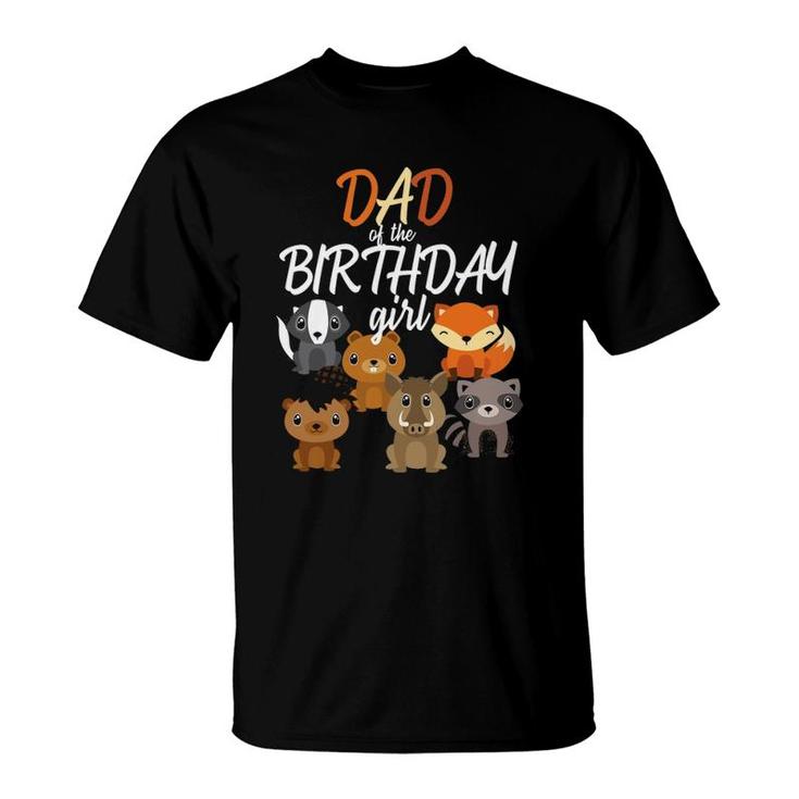 Dad Of The Birthday Girl Woodland Bday Party Matching Family T-Shirt