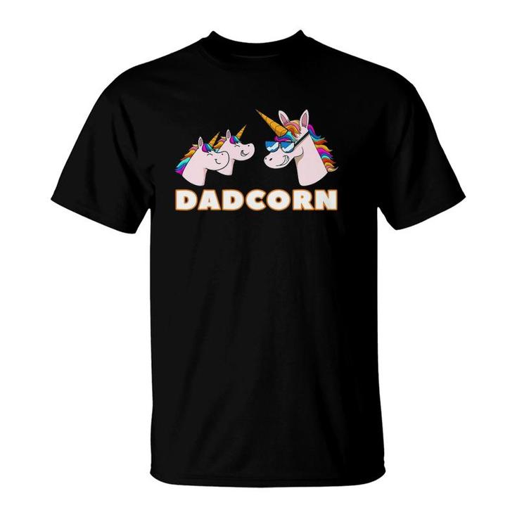 Dadcorn Dad 2 Kids Father Unicorn Father's Day T-Shirt