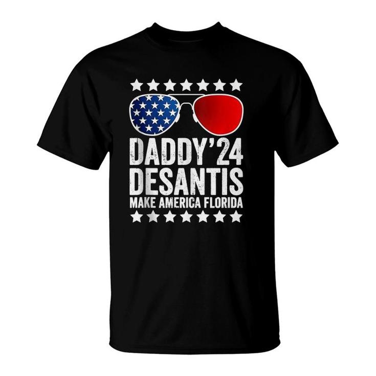 Daddy Desantis 2024 Make America Florida American Usa Flag  T-Shirt