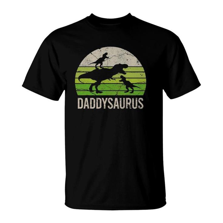Daddy Dinosaur  Daddysaurus  2 Kid Father's Day Men T-Shirt
