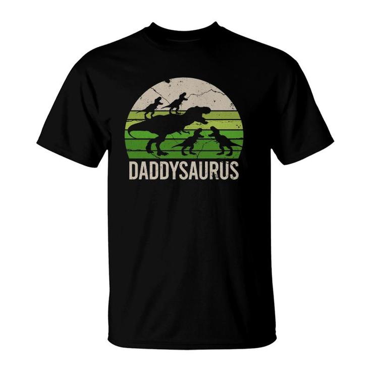 Daddy Dinosaur Funny Dad Daddysaurus Four Kids Gift T-Shirt