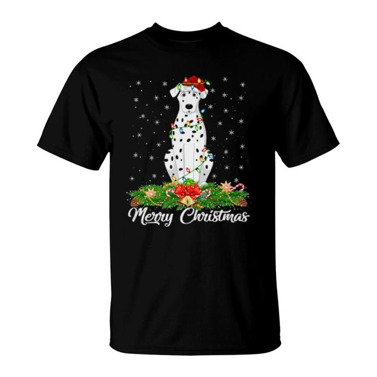 Dalmatian Dog Matching Santa Hat Dalmatian Christmas  T-Shirt