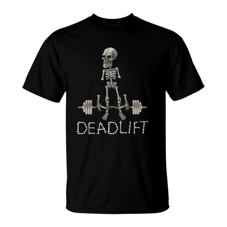 Deadlift Exhausted Skeleton Bodybuilder Gym Powerlifting T-Shirt