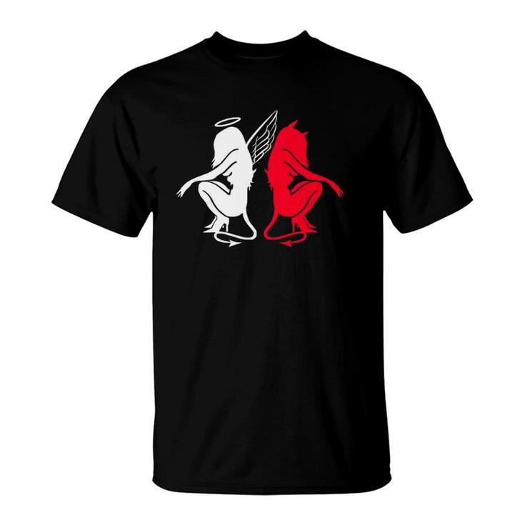 Devil And Angel Love Lovers Women T-Shirt