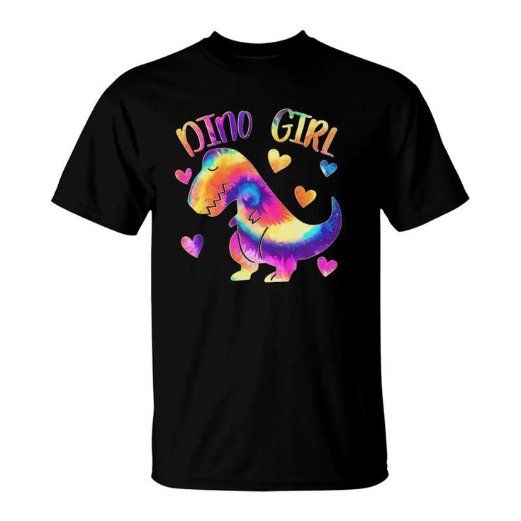 Dino Girl Dinosaur Lover Tie Dye Cute Teen Girls Gifts T-Shirt