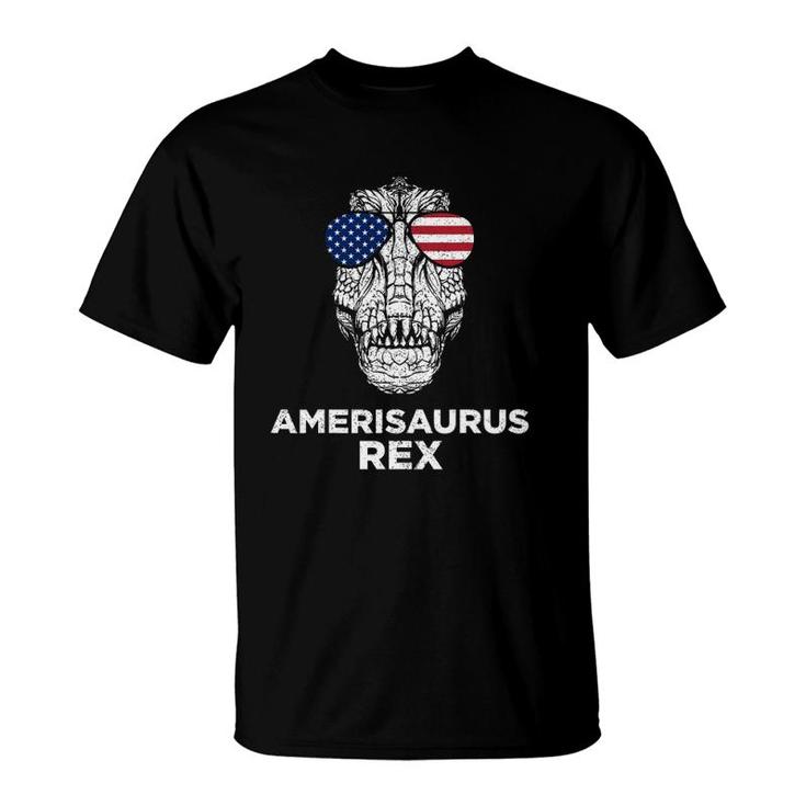 Dinosaur 4Th Of July Amerisaurusrex American Flag Glasses T-Shirt