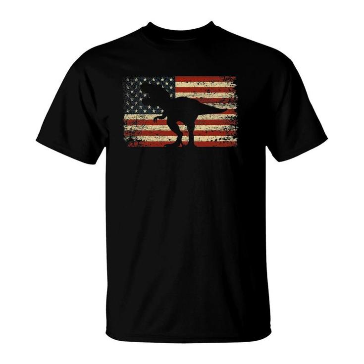Dinosaur 4Th Of July Patriotic American Flag Kids Boys Men T-Shirt
