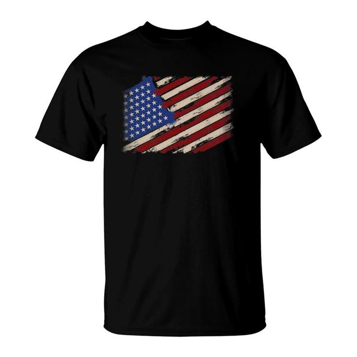 Distressed American Us Flag Vintage Retro Look 4Th Of July T-Shirt
