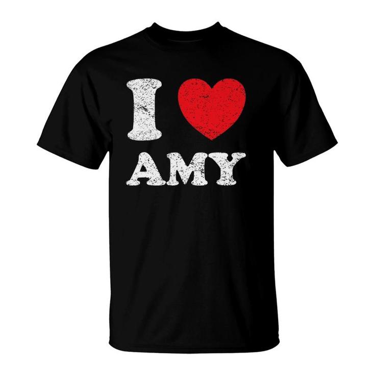 Distressed Grunge Worn Out Style I Love Amy T-Shirt
