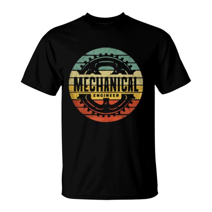 Distressed Retro Background Mechanical Engineer Cogs T-Shirt
