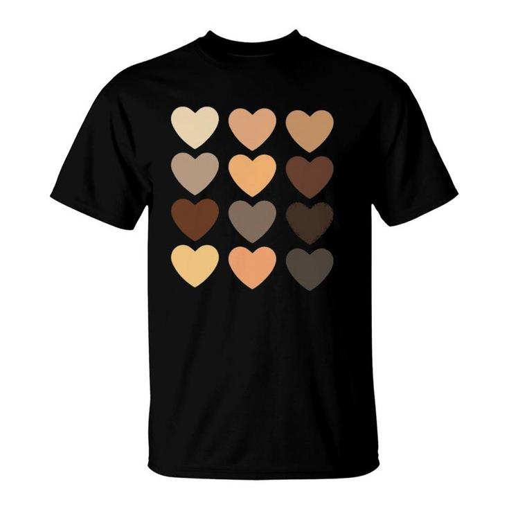 Diversity Heart Skin Tones Black Pride Melanin Kindness Gift T-Shirt