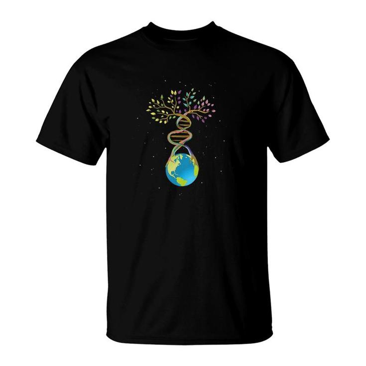 Dna Tree Life Mother Earth Genetics Biologist Science  T-Shirt