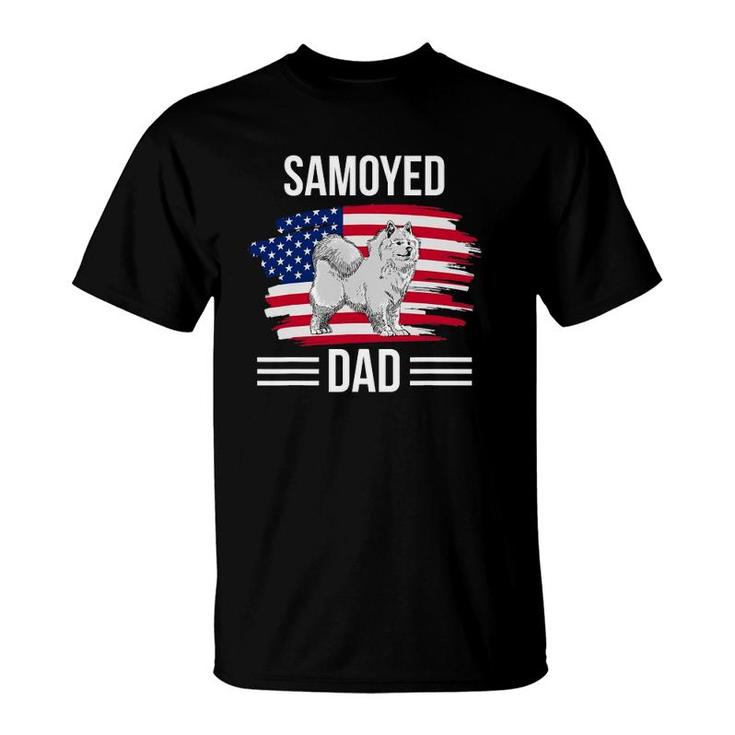 Dog Owner Us Flag 4Th Of July Father's Day Samoyed Dad T-Shirt