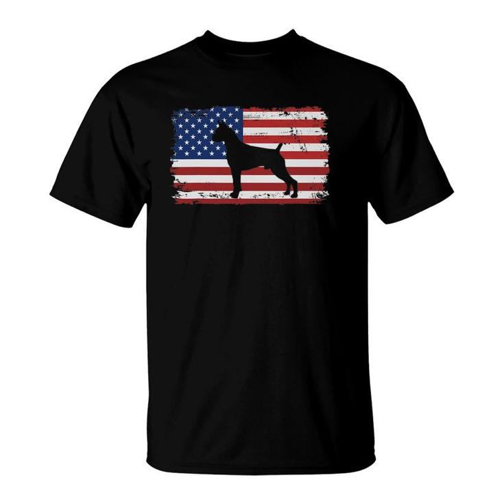 Dogs 365 Vintage Boxer Dog Us American Flag T-Shirt