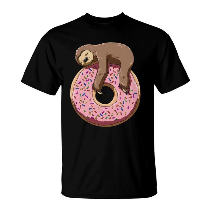 Donut Sloth Sleeping On A Donut Sloth Lovers T-Shirt