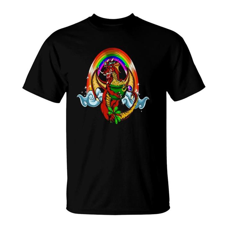 Dragon Men Boys Kids Strong Rainbow Clover St Patrick's Day T-Shirt