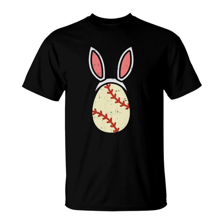 Egg Baseball Rabbit Bunny Ears Funny Easter Player Gift T-Shirt
