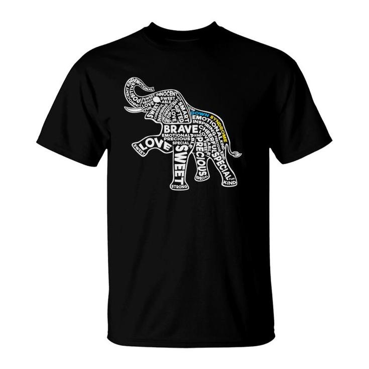 Elephant Down Syndrome Day Awareness Motivation Boys Girls T-Shirt