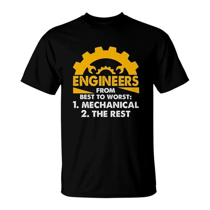 Engineers From Best To Worst Mechanical Engineering T-Shirt