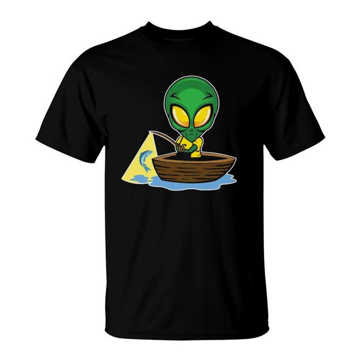 Exterrestrial Ufo Lake Fishermen Sail Fish Fishing Alien Dad T-Shirt