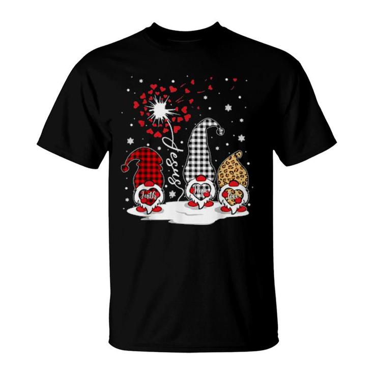 Faith Hope Love Gnomes Jesus Dandelion Christian Christmas  T-Shirt