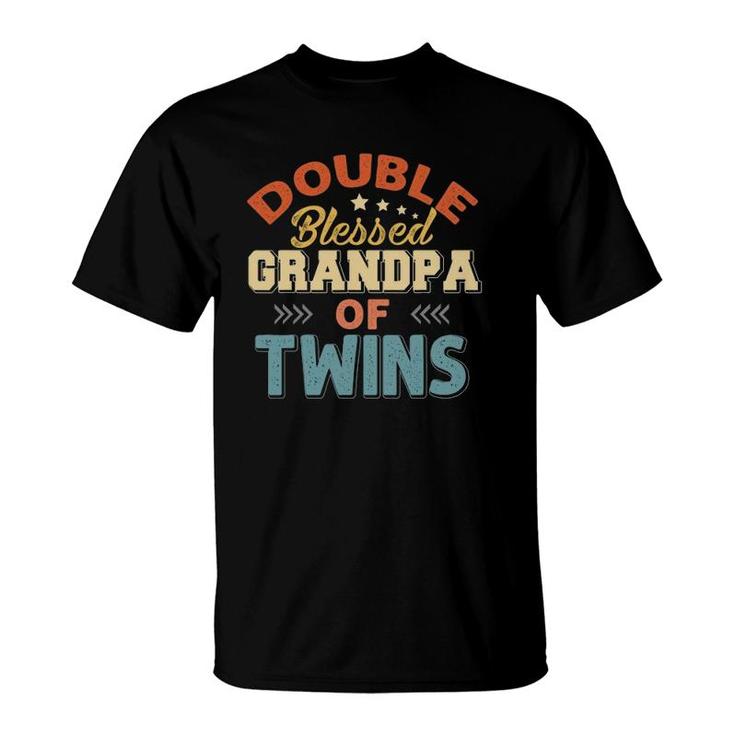 Father's Day Grandpa Tee Double Blessed Grandpa Of Twins T-Shirt