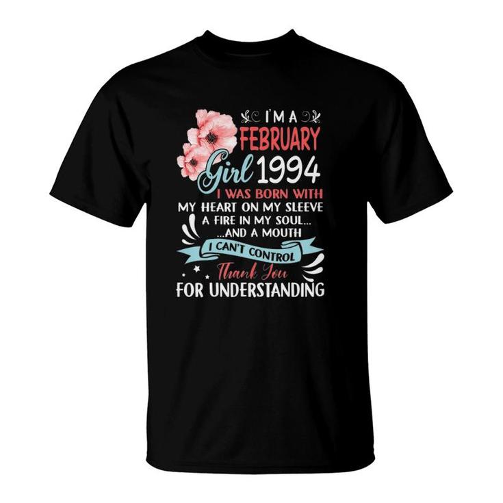 February Girls 1994 Birthday Gift 28 Years Old Made In 1994 Ver2 T-Shirt