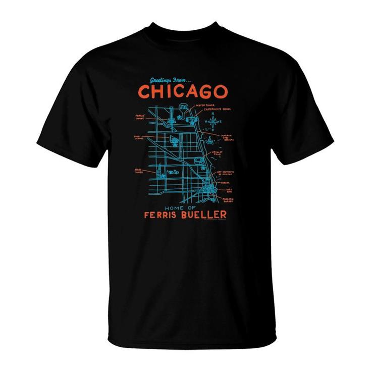 Ferris Bueller's Day Off Chicago Map  T-Shirt